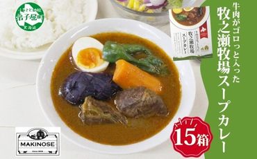 3024. ビーフ スープカレー 300g 15箱 カレー ビーフカレー スープ 牛 牛肉 放牧牛 牧場 レトルトカレー レトルト食品 レトルト 湯煎 レンジ 牧之瀬牧場 送料無料 北海道 弟子屈町