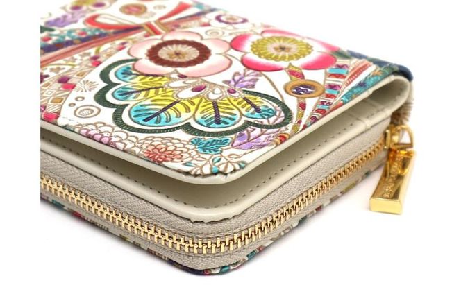 【文庫屋大関】二つ折りファスナーミニ財布 華熨斗【皮革工芸品】財布 二つ折り 小物 お札 カード 小銭 コンパクト 牛革 手作り 日本製 墨田区 東京都