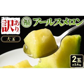 【0211116a】《先行予約受付中！》＜訳あり＞マル福の高級アールスメロン(2玉・計3.4kg)メロン フルーツ 果物 果実 3キロ 数量限定 期間限定【マル福園芸組合】