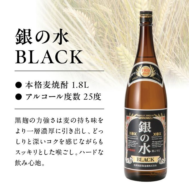【本格麦焼酎】銀の水・銀の水BLACK 1.8L 6本セット N076-YF100