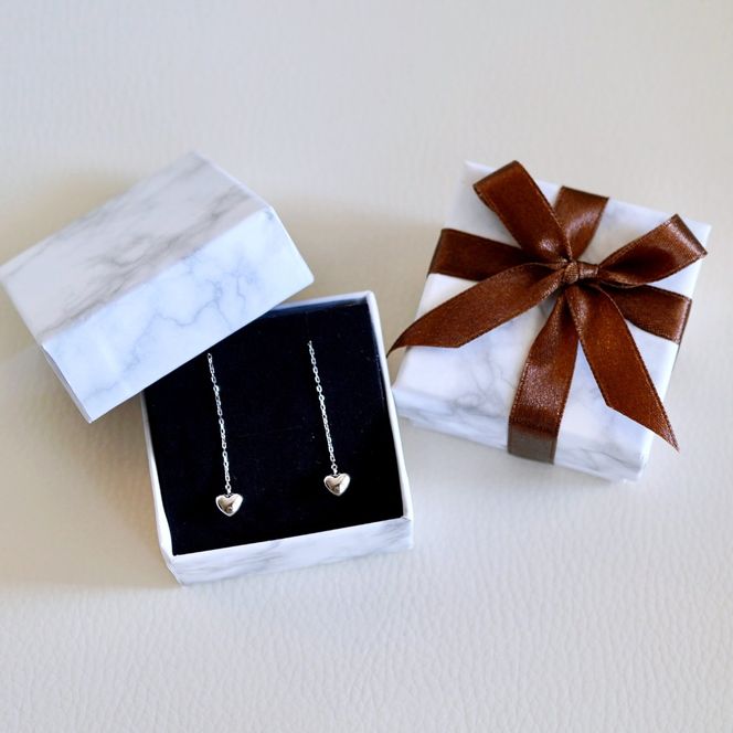 K18WG(18金) ホワイトゴールド 地金 ハート チェーン ピアス シンプル 保証書付 KO-0066 242-026-b