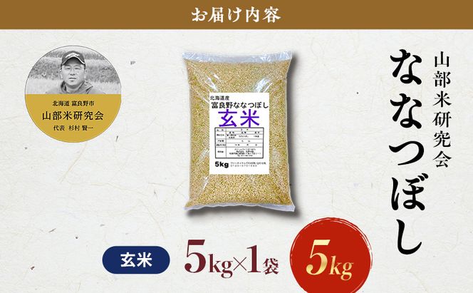 【令和8年度産】富良野 山部米研究会【 ななつぼし 】玄米 5kg×1袋 お米 米 ご飯 ごはん 白米 令和8年 令和8年産 送料無料 北海道 富良野市 道産 直送 ふらの