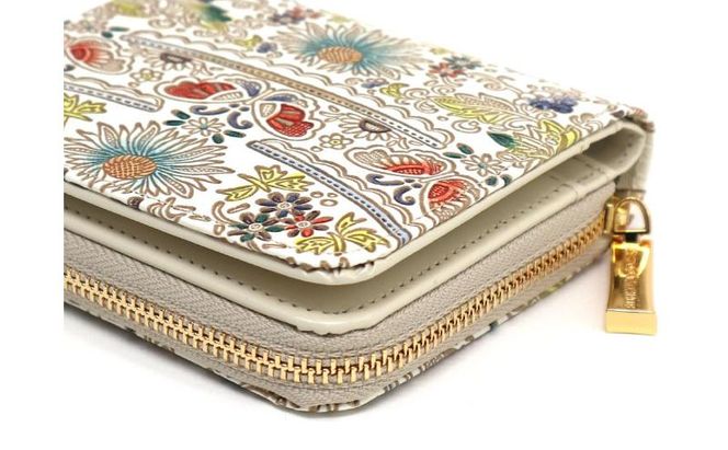 【文庫屋大関】二つ折りファスナーミニ財布 茉莉花＜翡翠＞【皮革工芸品】財布 二つ折り 小物 お札 カード 小銭 コンパクト 牛革 手作り 日本製 墨田区 東京都