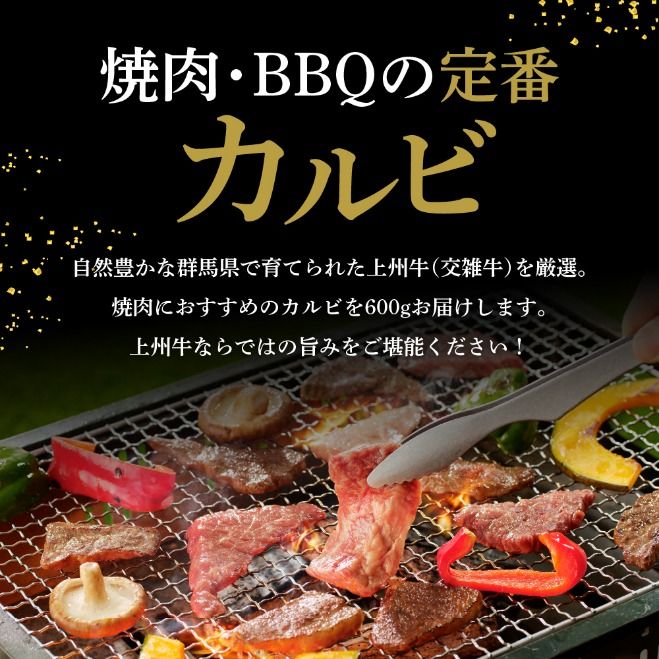 牛肉 カルビ 【上州牛】 約600gパック 群馬県 千代田町 国産 牛肉 ブランド牛 精肉 肉 お肉 焼肉 バーベキュー BBQ キャンプ アウトドア 食品 冷凍便 グルメ お取り寄せ グルメ 送料無料 