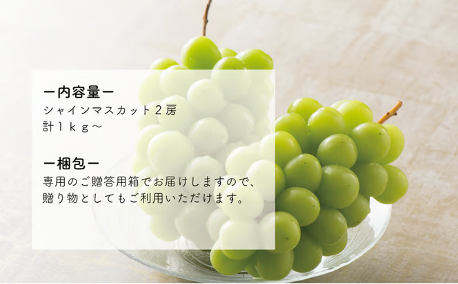 【2026年先行予約】食べ切サイズ シャインマスカット 中２房/計1.0kg~ (岡山県産) 【KF-B078-03】