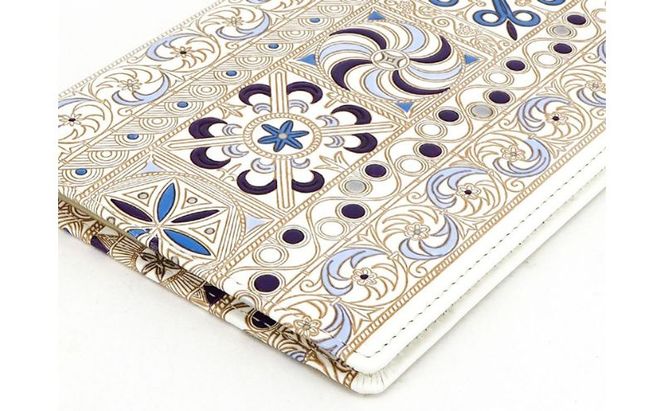 【文庫屋大関】パーソナルホルダー　錦紗＜紫＞【皮革工芸品】 民芸品 雑貨 日用品 牛革 イスラム文様 ギリシャ文様 