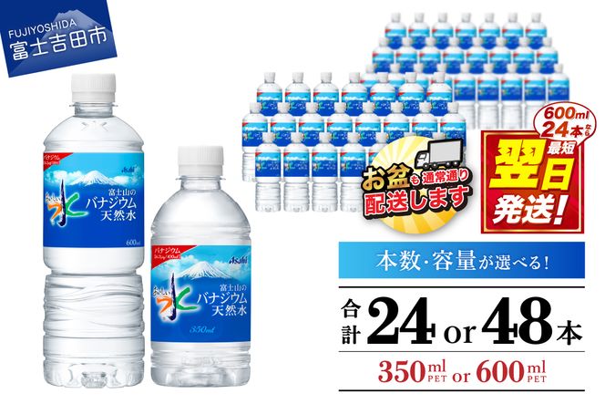 富士山のバナジウム天然水　PET350ml／PET600ml　24本／48本  防災 備蓄 保存 ストック 防災グッズ 山梨 富士吉田 