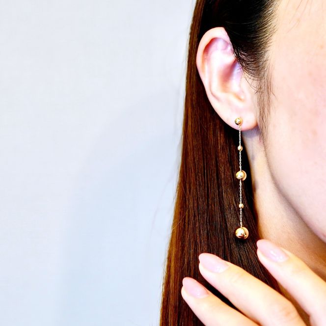 K18(18金) イエローゴールド 揺れる 地金 ロング チェーン ピアス 保証書付 M1253 242-047