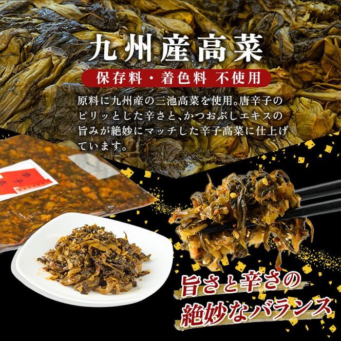 a568 《選べる内容量・配送》九州産辛子高菜(1kg・4kg・3回定期便)【九州新進】姶良市 国産 九州産 たかな 漬物 漬け物 ご飯のお供 おかず おつまみ おにぎり 常温 常温保存 定期便