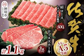 佐賀牛)ロースステーキ200g×3枚と肩ロースしゃぶ・すき焼用500gセット 【佐賀県産 牛肉 ロース 肩ロース すき焼 しゃぶしゃぶ 精肉】(H040104)