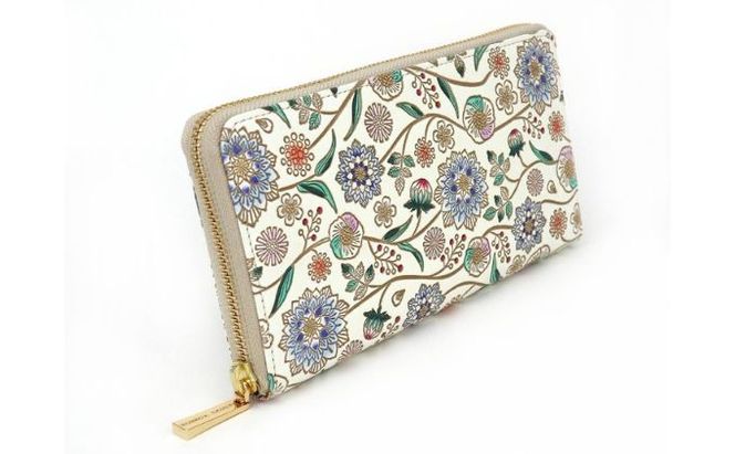 【文庫屋大関】 大容量　ぐるっとファスナーの長財布　ダリア＜コバルトブルー＞【皮革工芸品】 ファッション小物 民芸品 