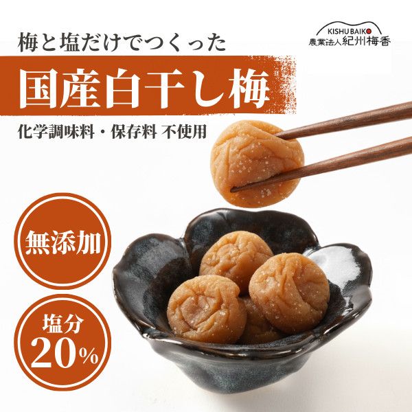 無添加 塩だけ 昔ながらの梅干し 南高梅 紀州梅香 完熟 白干し梅 訳あり つぶれ梅1kg (500gパック×2個) 塩分20% 20-G [KU14] 303446_ED90013