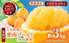 【先行予約】吉本農園の愛南ゴールド（河内晩柑）家庭用約3kg　＜柑橘 希少 果物 国産 フルーツ みかん 蜜柑  家庭用 和製 グレープフルーツ ブランド 果実 ビタミン 愛媛県 鬼北町＞ ※2026年4月上旬～8月上旬頃に順次発送予定