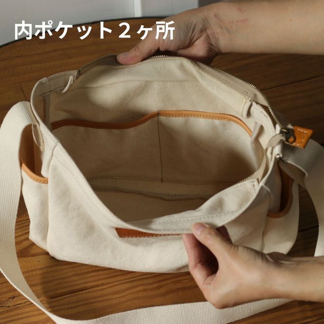 【ベージュ×イエローレザー】SB-07 倉敷帆布×革 レザー ショルダーバッグ  Z130VC02