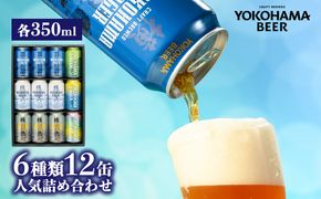 横浜ビール 缶ビール 6種類 人気12缶詰め合わせ | バラエティ セット お楽しみ 飲み比べ 詰合せ 黒ビール 白ビール ピルスナー セッションIPA お酒 350ml