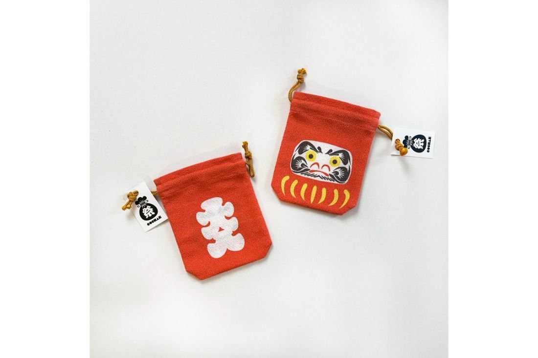 丹後ちりめん 祭巾着(だるま) サイズ:約17cm×13cm DZ00027-02