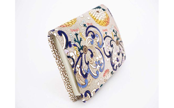 【文庫屋大関】箱まち小銭入れ　乱菊＜青紫＞【皮革工芸品】 ファッション小物 財布 民芸品 