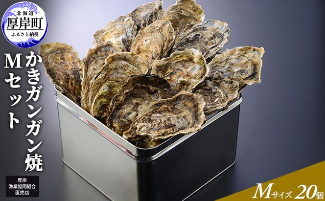 【厚岸漁協直売店特製】 かきガンガン焼 Ｍセット20個  北海道 牡蠣 カキ かき  生牡蠣 殻付  魚介類 マルえもん