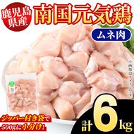 鹿児島県産！南国元気鶏 ムネ肉(計6kg) 国産 鹿児島県産 鶏肉 肉 お肉 ムネ肉 むね肉 胸肉 南国元気鶏 小分け 小パック【さるがく水産】akn028-35