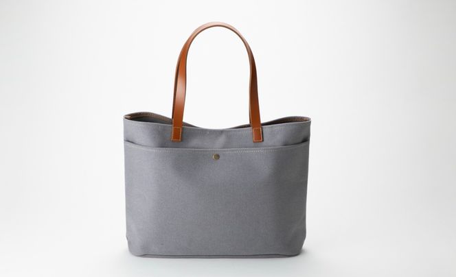 【J-246】ｋｉｉ工房　帆布かばん　スタンダードトートL 手長 先染めグレー【高島屋選定品】