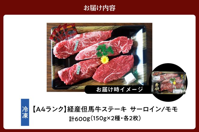 【但馬牛 経産牛 ステーキ 食べ比べ サーロイン150g×2 モモ150g×2 合計4枚 600g】冷凍 配送日指定不可 黒毛和牛 ルーツ 但馬牛 神戸牛 仙台牛 飛騨牛 ルーツ牛 牛肉 ステーキ 焼肉 産地直送 大人気 ふるさと納税 返礼品 おすすめ ランキング 但馬 神戸 兵庫県 香美町 村岡 牛将 村岡ファームガーデン 35000円 TJM 02-29