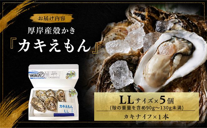 カキ 生食用 北海道 厚岸産 殻かき カキエモン LLサイズ  5個 牡蠣 魚貝類 生牡蠣 殻付き牡蠣 カキ ブランド