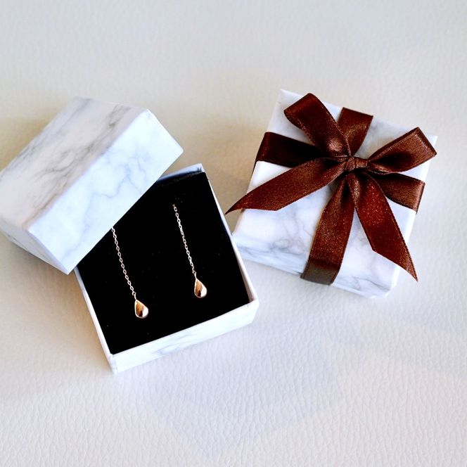 K18PG(18金) ローズゴールド 地金 雫 チェーン ピアス シンプル ツユ ティアドロップ 保証書付 KO-0070 242-034-c