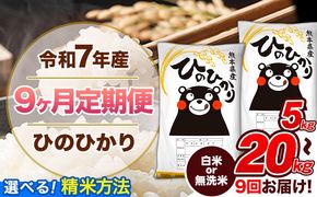 【9ヶ月定期便】令和7年産 定期便 無洗米 も選べる ひのひかり 5kg 10kg 15kg 20kg 《お申込み翌月から出荷》熊本県産 ふるさと納税 精米 ひの 米 こめ ふるさとのうぜい ヒノヒカリ コメ 熊本米---hn7tei_103500_5kg_mo9_gkt_h---