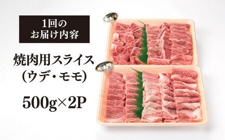 【全6回定期便】( まるごと 糸島 ) A4 ランク 糸島 黒毛和牛 焼肉 用 スライス １kg 糸島市 / 糸島ミートデリ工房 [ACA321]