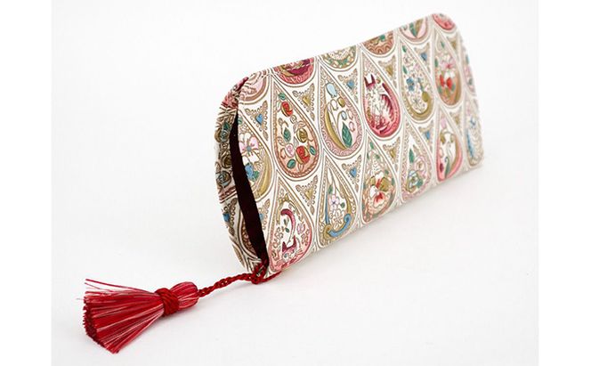 【文庫屋大関】メガネケース　花と猫＜ローズ＞【皮革工芸品】 ファッション小物 民芸品 