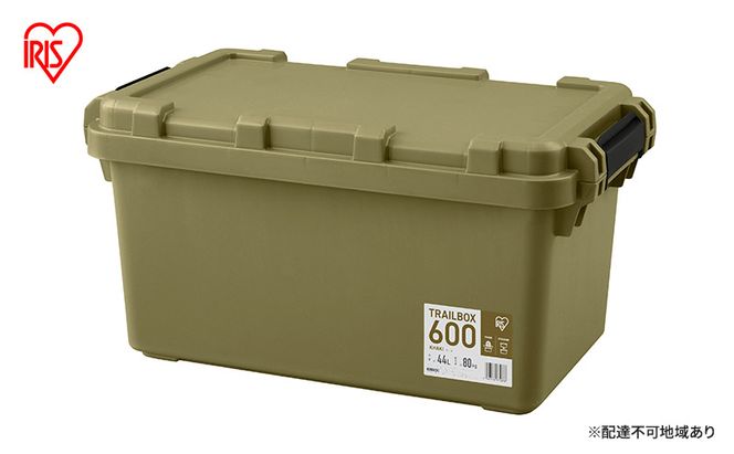 収納ボックス 44L 収納ケース TRAILBOX600 TRB-600 カーキ アイリスオーヤマ コンテナボックス 蓋付き ストッカー バックル付き アウトドア キャンプ レジャー 車用 ボックス 工具 屋外 防災 雑貨 日用品 備蓄用 