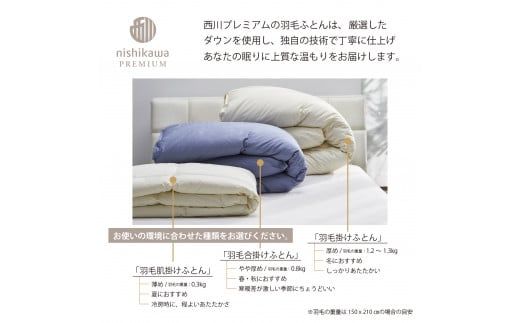 【nishikawa/西川】羽毛肌掛けふとん/ジーリンホワイトグース90％/0.3kg【P309W】（滋賀県　近江八幡市）