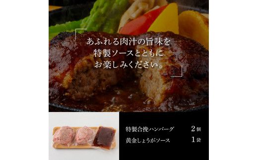 【CF-R7hbk】CDM008　 生姜好きにオススメ！老舗レストランの国産牛と美鮮豚ハンバーグ130g×2ケ＋黄金しょうがソース×1袋 ハンバーグ セット 牛肉 豚肉 和牛 美味しい おいしい 小分けパック 個包装 冷凍 食品 故郷納税 返礼品 