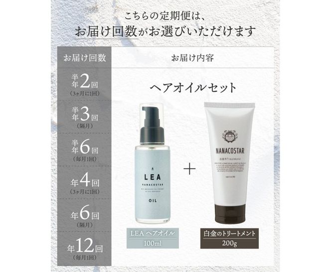 【 定期便 】 美髪 ボタニカルヘアトリートメント と 希少植物性オイル配合 ヘアオイル セット 【 半年間 or 1年間 】 選べるお届け回数 2～12回 ダメージケア セット サロン専売 ナナコスター 山梨 富士吉田