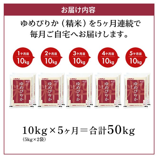 5ヵ月 定期便 ホクレンゆめぴりか 精米10kg（5kg×2袋）ANA機内食採用 お米 米 ごはん 精米 白米 国産 北海道 こめ コメ [JA新おたる]