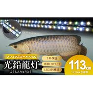 水槽全体を明るく照らし、鱗を際立たせる!金龍専用の高輝度水中ライト|AG120-EX［172C17］金龍 専用 プレミアムゴールド 水中 アロワナ 高輝度 水槽ライト テンニングライト グラデーション 3色 LED ライト 照明 水中照明 光 綺麗 強化ガラス 吸盤 1年保証 簡単 設置 でんらい インテリア 雑貨 愛知県 小牧市 送料無料