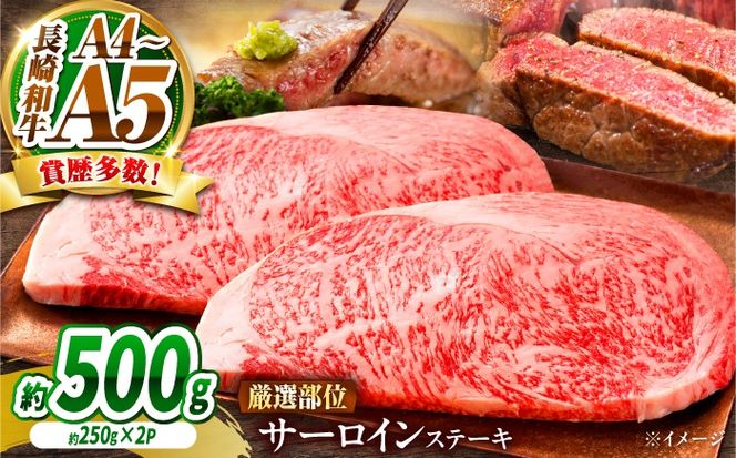 【A4〜A5】長崎和牛 サーロインステーキ 500g（250g×2）/ さーろいん 牛肉 ぎゅうにく すてーき / 南島原市 / 株式会社MEAT PLUS[SHG029]