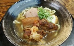 ＜だるまそば＞肉全部のせ！4食セット（三枚肉、ソーキ、軟骨ソーキ、てびち） 〇 沖縄 読谷村 そば リニューアル 国産豚使用 細麺 ストレート麺 セット商品