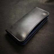 本革トラッカーウォレット　LI001-WCTW-BK 貴重 蝋引きコードバン イタリアンレザー レザー 本革 高級感 上品 プレゼント 贈り物 ギフト [CM-6]