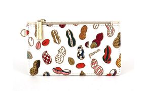 【文庫屋大関】すっきりカードケース　ピーナッツ【皮革工芸品】 ファッション小物 雑貨 フラグメントケース 小銭入れ付き 収納 スマート 日本製 食べ物 