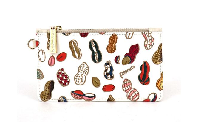 【文庫屋大関】すっきりカードケース　ピーナッツ【皮革工芸品】 ファッション小物 雑貨 フラグメントケース 小銭入れ付き 収納 スマート 日本製 食べ物 