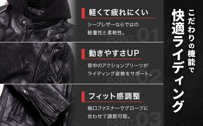 【デグナー】レザーフーディージャケット＜ブラック Mサイズ＞｜京都 バイクギア 人気ブランド バイク [24WJ-5]［ レザージャケット 革ジャン フード付き おしゃれ かっこいい 人気 おすすめ 革 レザー ヴィンテージ ツーリング ライダー バイカー 通販 送料無料 ふるさと納税 ］ 261009_A-JR181VC01