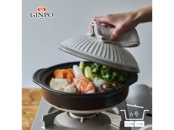 G.M.P【萬古焼（ばんこやき）】一人用土鍋 6号 【粉引】【おしゃれ一人鍋ご飯 直火 レンジ 炊飯 菊花 銀峯 GINPO 鍋 G.M.P】