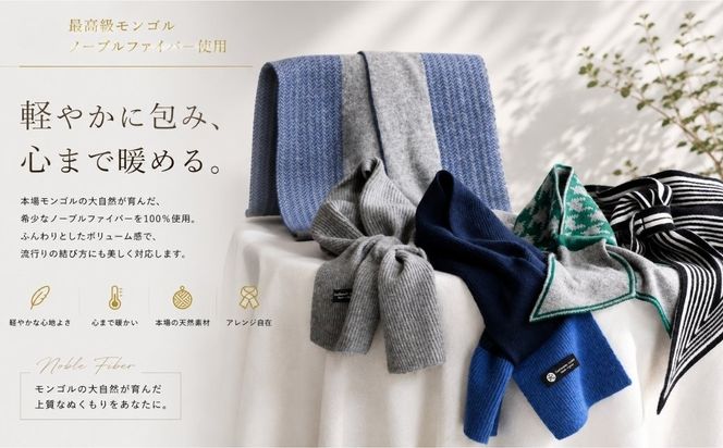 G3580 100％ピュアカシミヤ・男女兼用マフラー グリーン＆グレー【高級 カシミア おしゃれ ファッション 防寒 かしみあ】