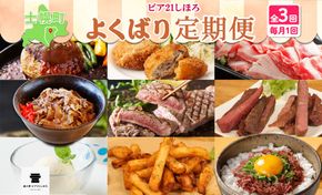 定期便 北海道 よくばりセット 全3回 しほろ牛 牛丼 コンビーフ カムカムステーキ ハンバーグ メンチカツ コロッケ フライドポテト サーロイン ステーキ アイスクリーム 牛肉 スイーツ 総菜 冷凍 詰合せ お取り寄せ 送料無料 十勝 士幌町【L903】