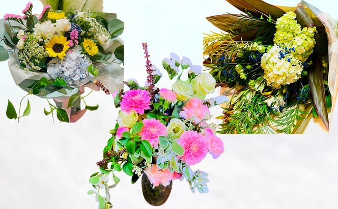 定期便 12ヶ月 毎月お届け！季節のフラワーブーケ 花 ギフト 12回 ※配送不可：沖縄、離島