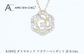 J074 アルカンシェルK18YGダイヤペンダント（計 0.14ct）