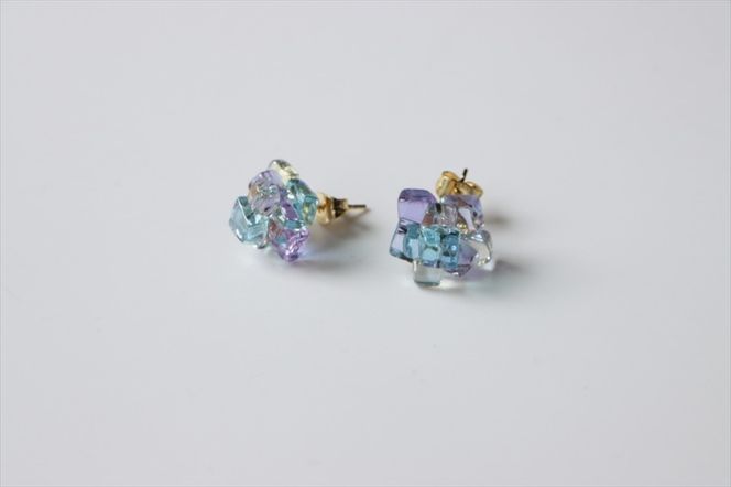 159-2053-06　《コラージュ》 ピアス（アクアブルー×パープル）【 神奈川県 大磯町 レディースジュエリー ファッション小物 誕生日 お祝い ギフト 贈り物 ファッション 】