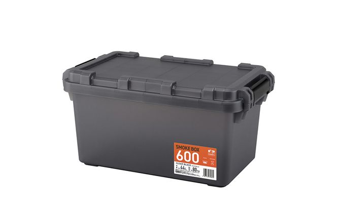 収納ボックス HUGEL SMOKE BOX SMB-600 クリアブラック アイリスオーヤマ アウトドア キャンプ 屋外 ふた付き スモークボックス クリア 中身が見える 透ける 蓋付き ベンチ 野外 防災 備蓄