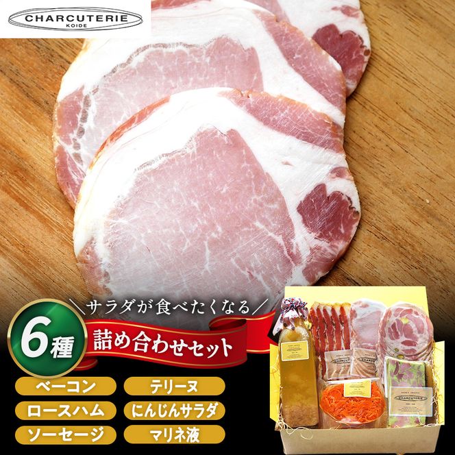 サラダ6　冷蔵　食品 加工肉 豚肉 ベーコン ロースハム ソーセージ テリーヌ サラダ にんじんサラダ マリネ ギフト 贈答品
